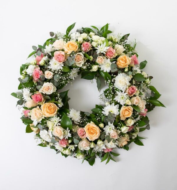 126 Krans Fersken Rosa Hvit Medium