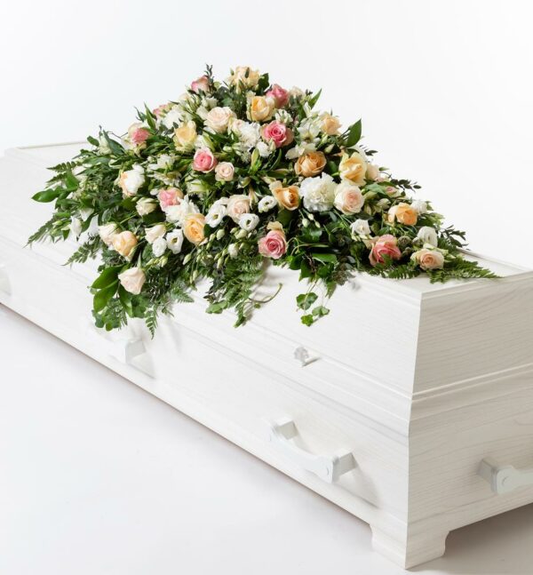 145 Kistedekorasjon Fersken Rosa Hvit Medium